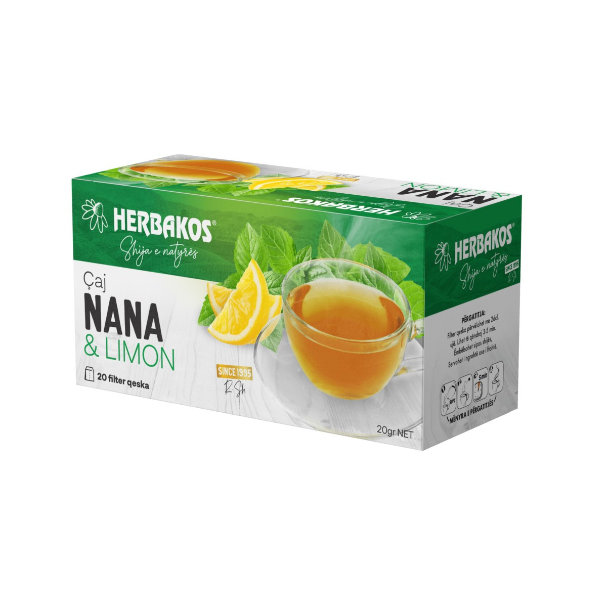 Çaj filter nane me limon Herbakos 20gr
