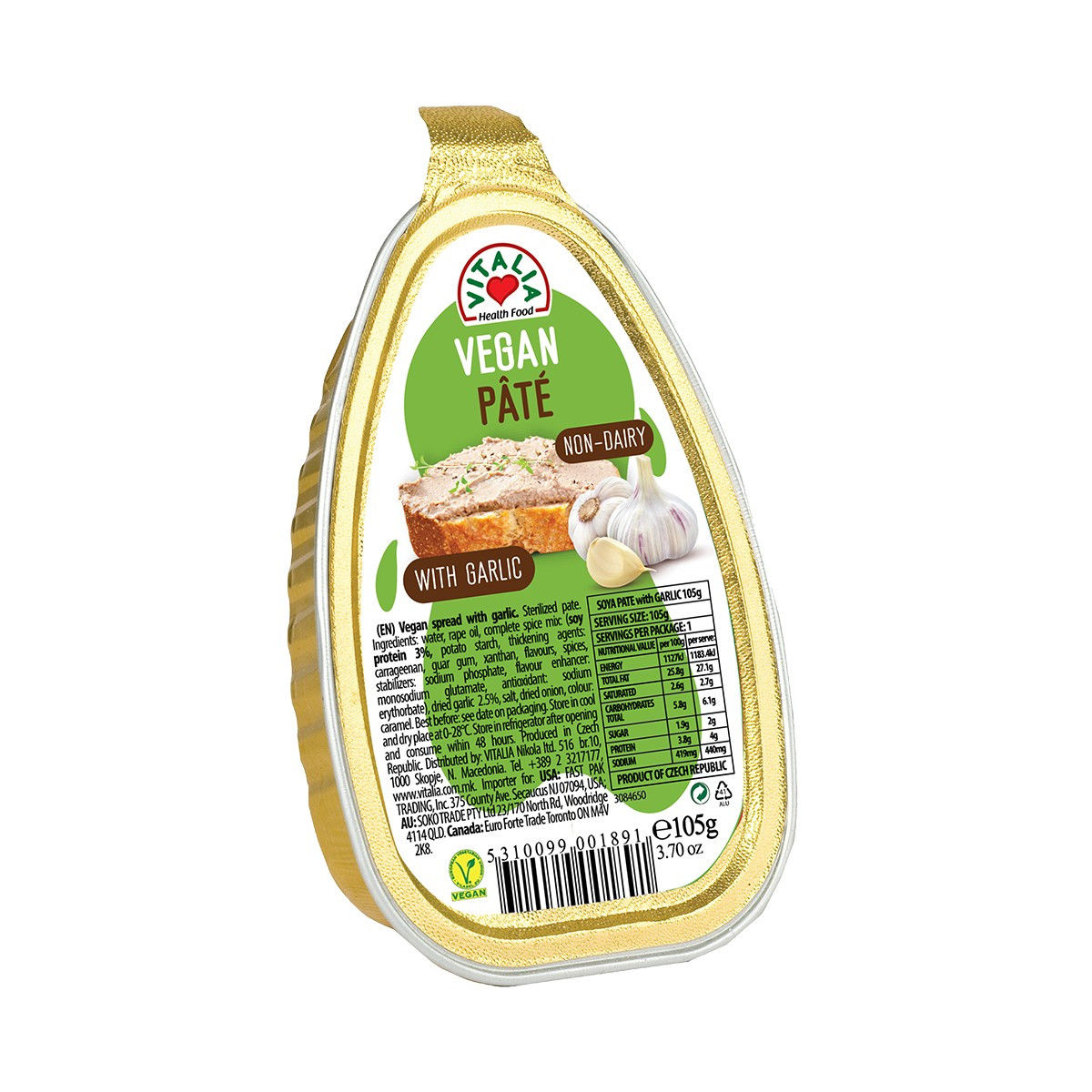 Pashtetë vegj. me hudhër Vitalia105gr