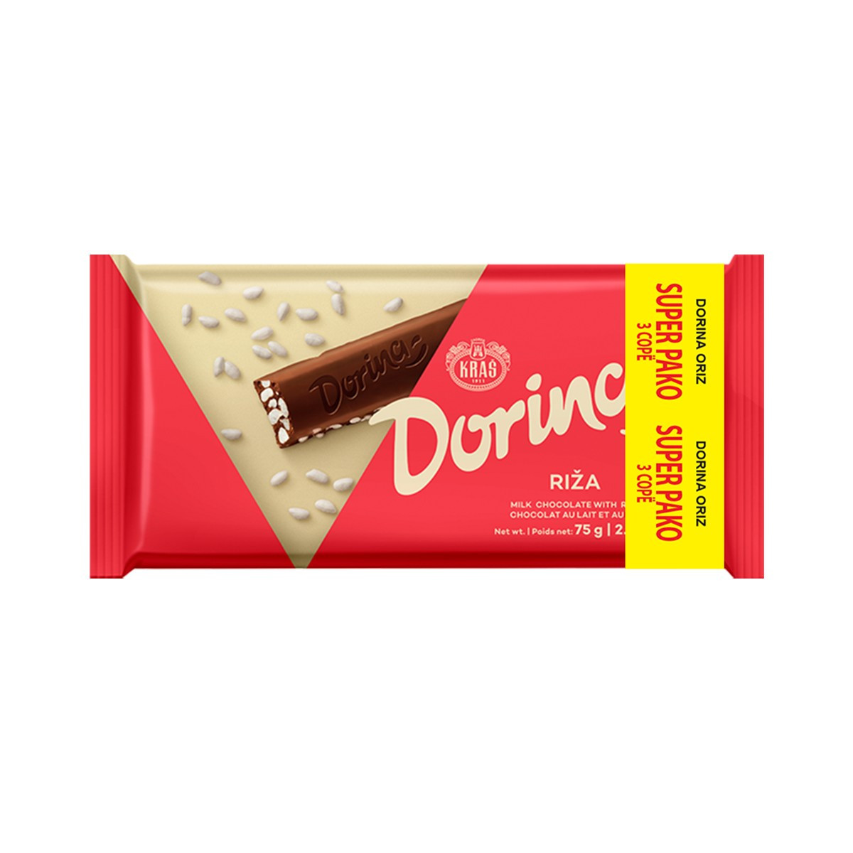 Çokollate me oriz Dorina 3x75gr