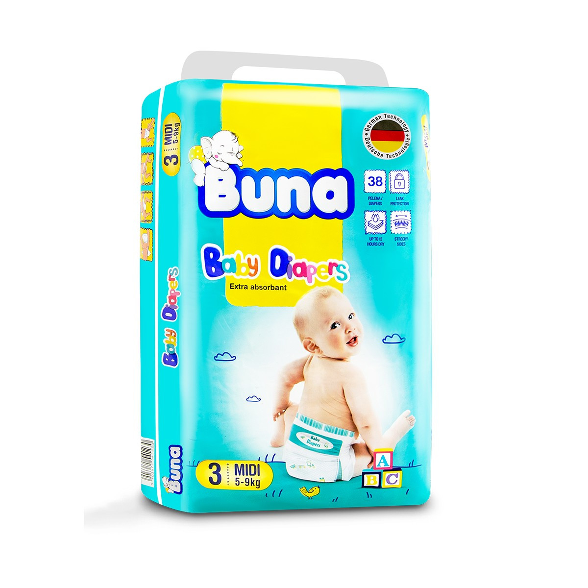 Pelenë për fëmijë BUNA  5-9 kg 38copë