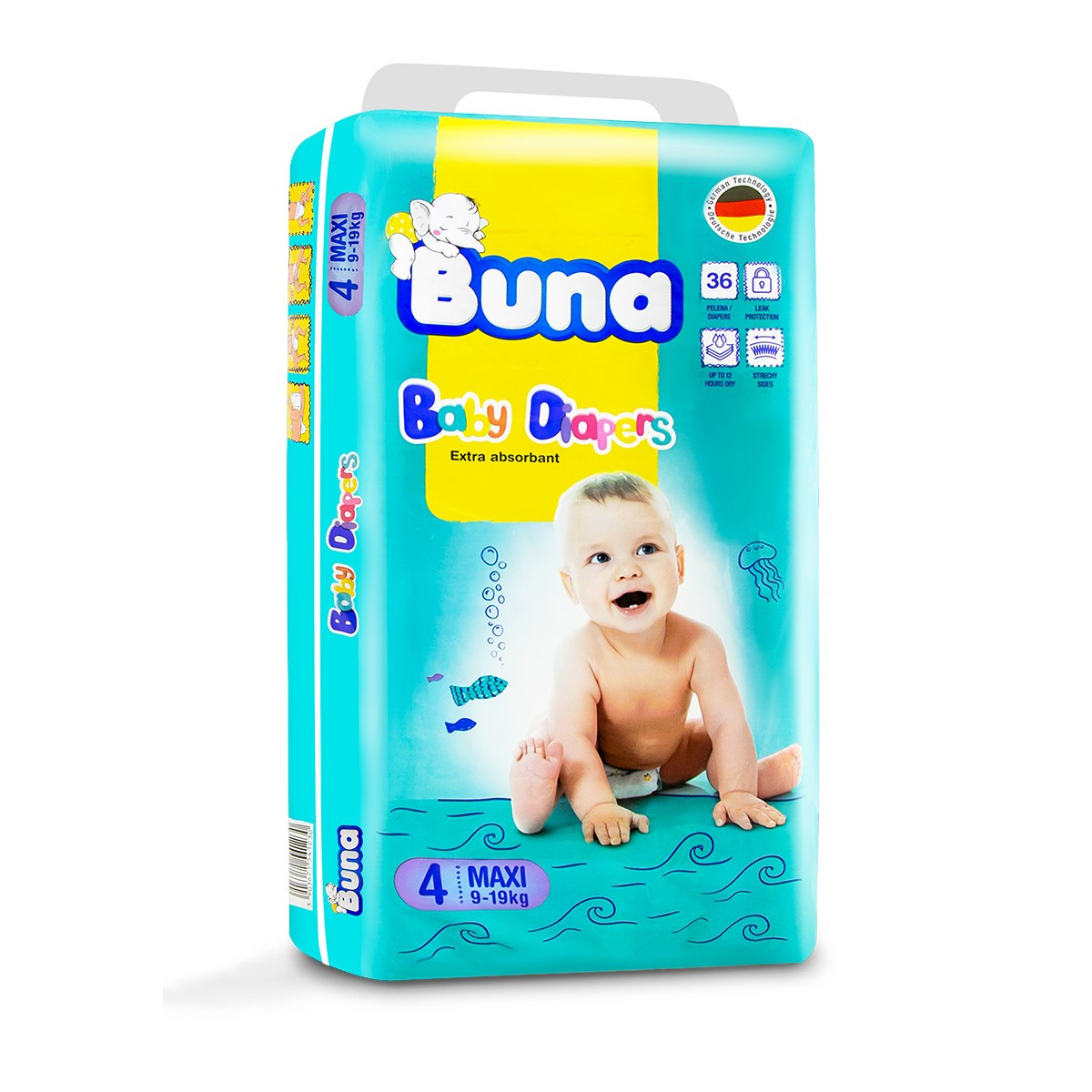 Pelenë për fëmijë BUNA 9-19kg 36copë