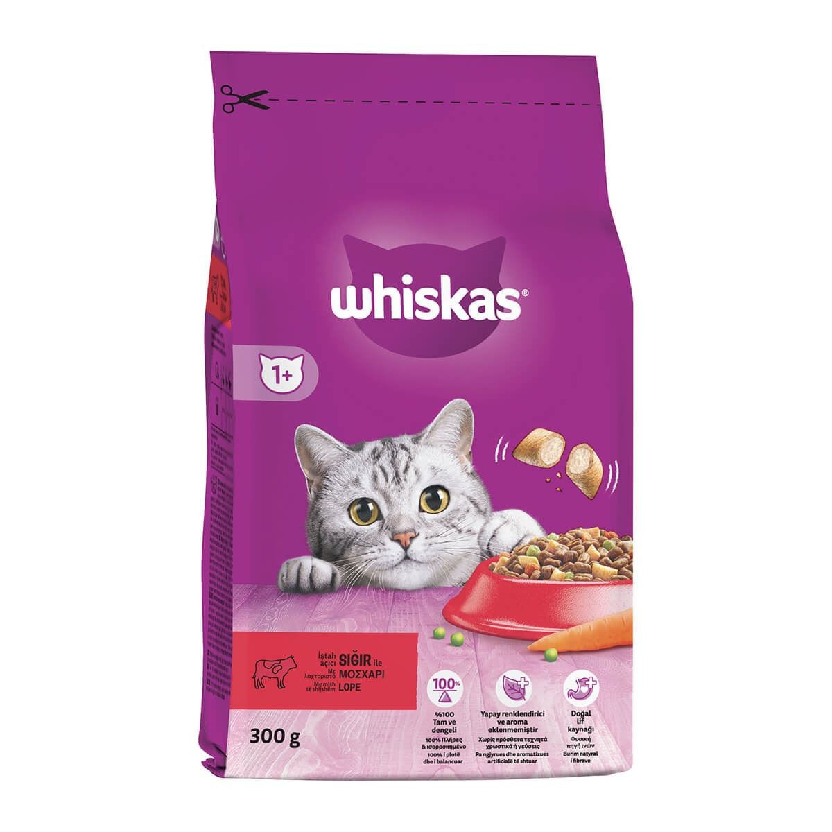 Ushqim mace i thatë viçi Whiskas 300gr