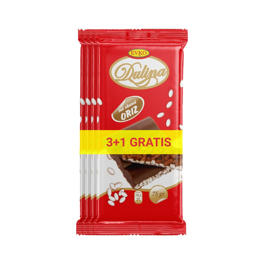 Çokollate me oriz Dulina 75gr 3+1 gratis